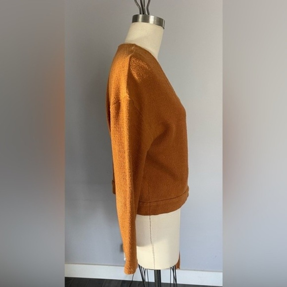 Madewell Texture & Thread Medium Terra Cotta Brown Long Slv Wrap Side Tie Top - Picture 5 of 6